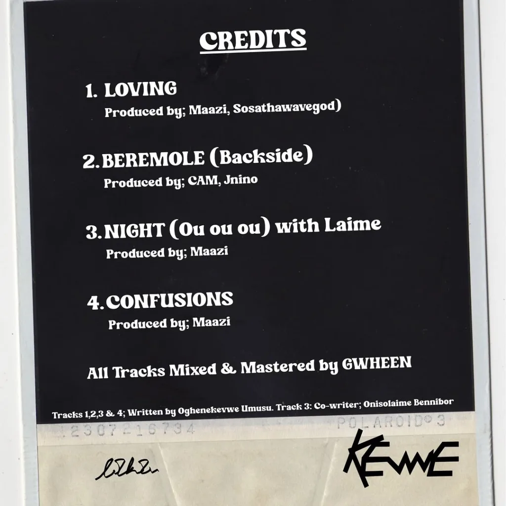 Tracklist for Signals by Kevwe