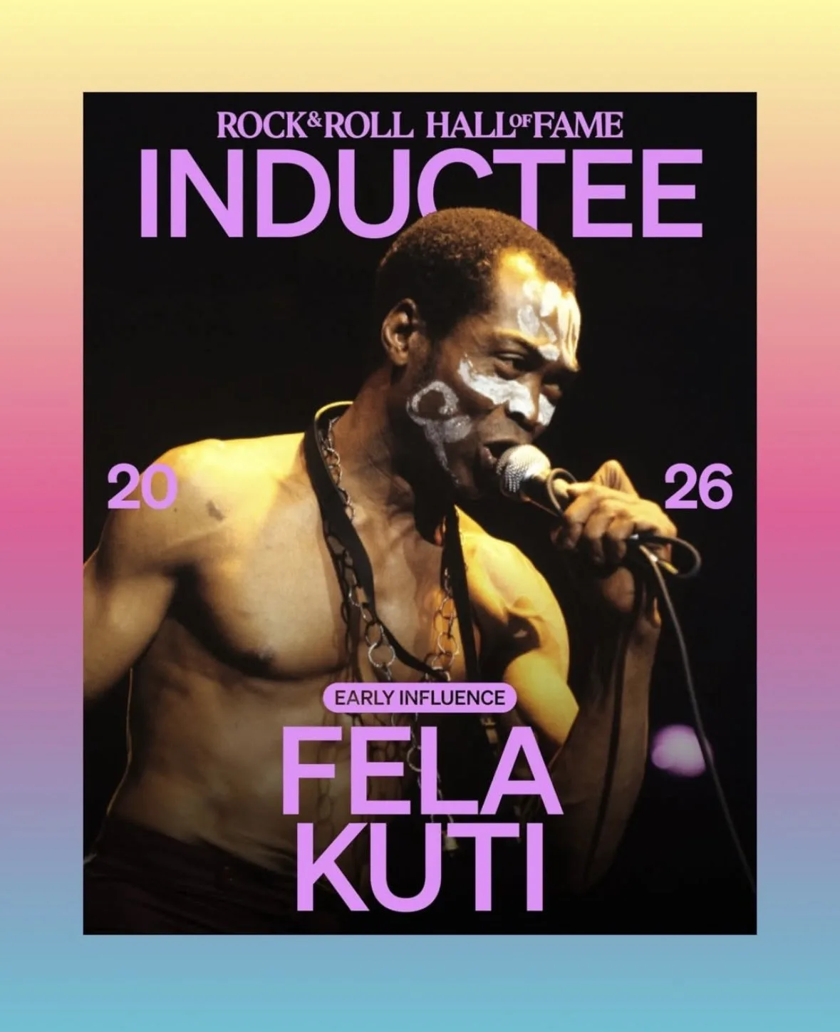 Fela Kuti brcomes the first Nigerian to be inducted into Rock and Roll Hall of Fame Class of 2026